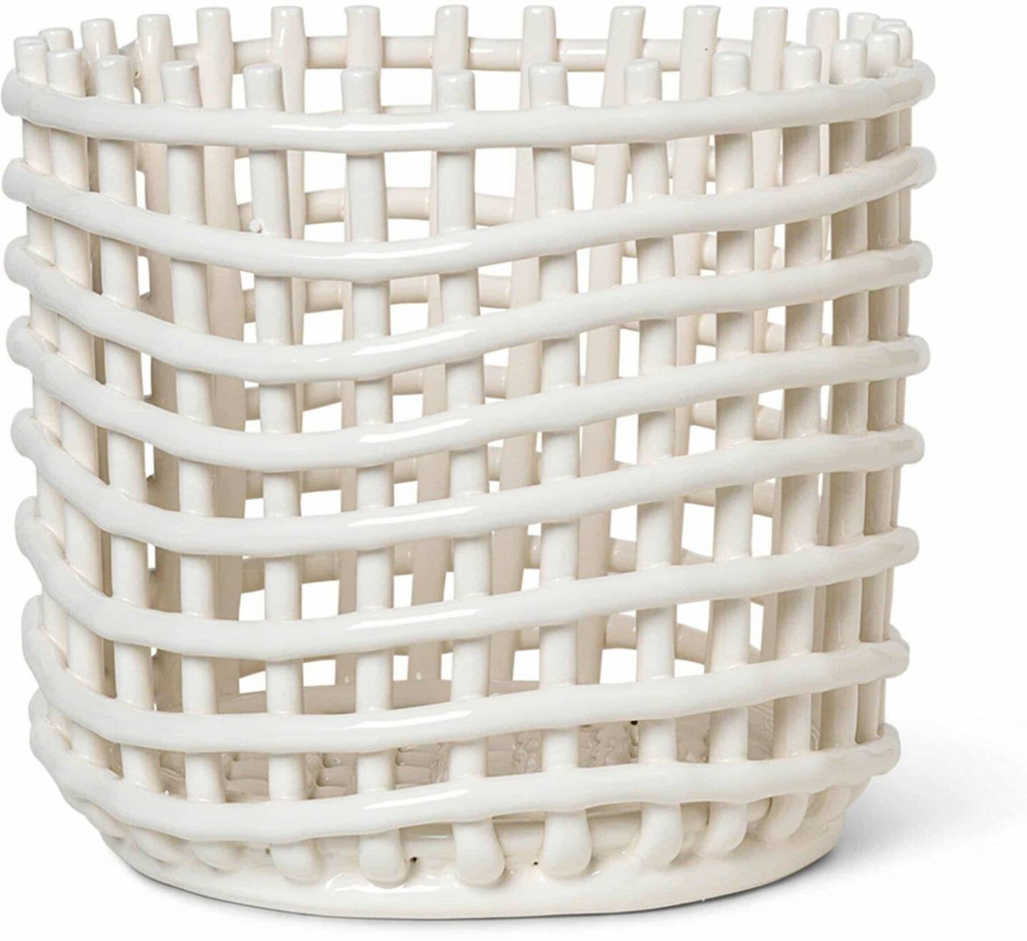 ferm LIVING Ceramic Basket Ø23,5cm Large ferm LIVING Ceramic Basket Ø23,5cm Largeoff-white